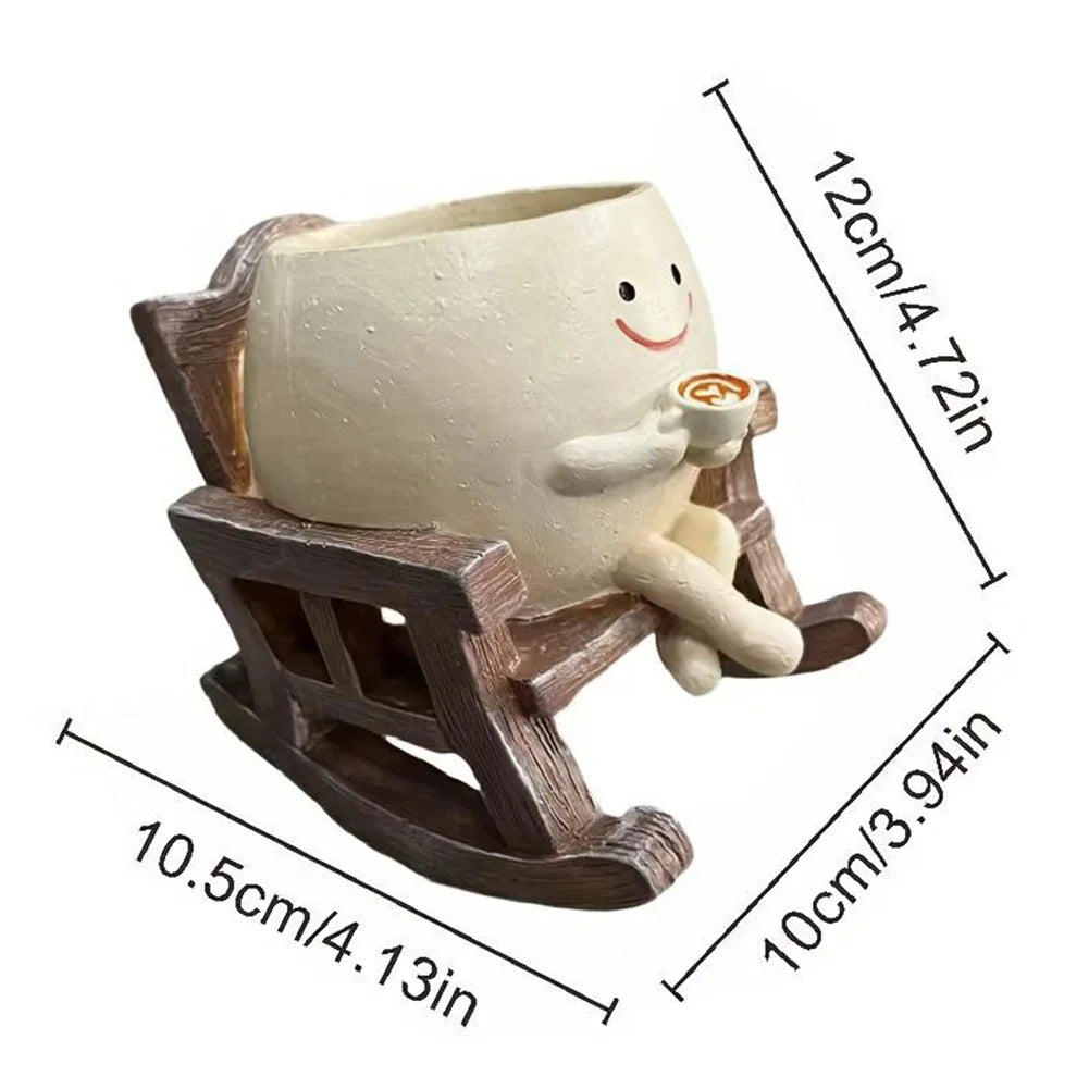 APWIKOGER Creative Rocking Chair Swing Face Succulent Planter Pot For Indoor Outdoor Gardeners