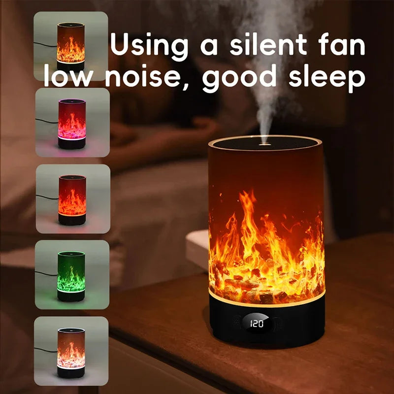 Aroma Diffuser CREAROMA 200ml With Flame Effect RGB Lighting and Customizable Timed Shutdown for Cozy Home Ambiance