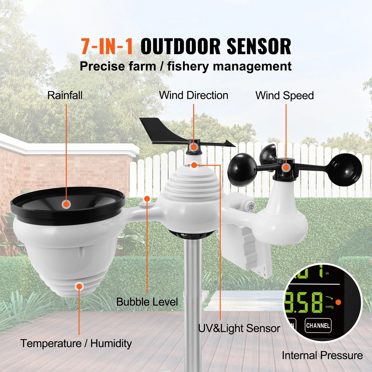 SucceBuy 7in1 WiFi Weather Station With Solar Outdoor Sensor