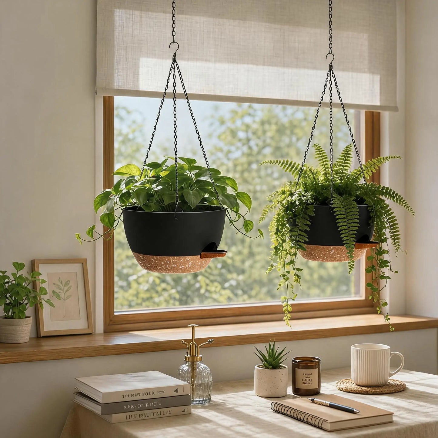 HiMISS Self Watering Hanging Planters 2 Pack For Trailing Plants