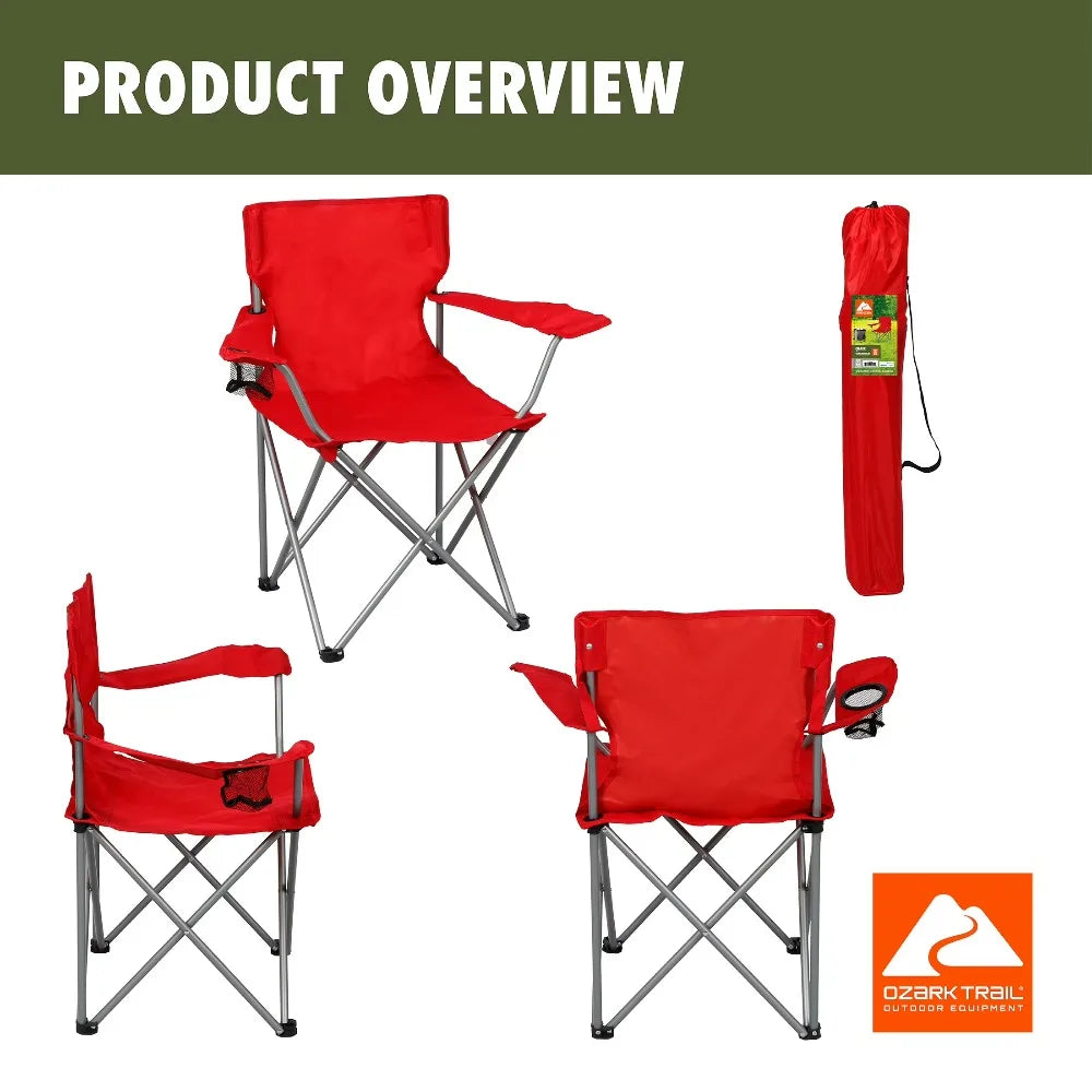 Ozark Trail Quad Folding Camp Chair With Side Cup Holder
