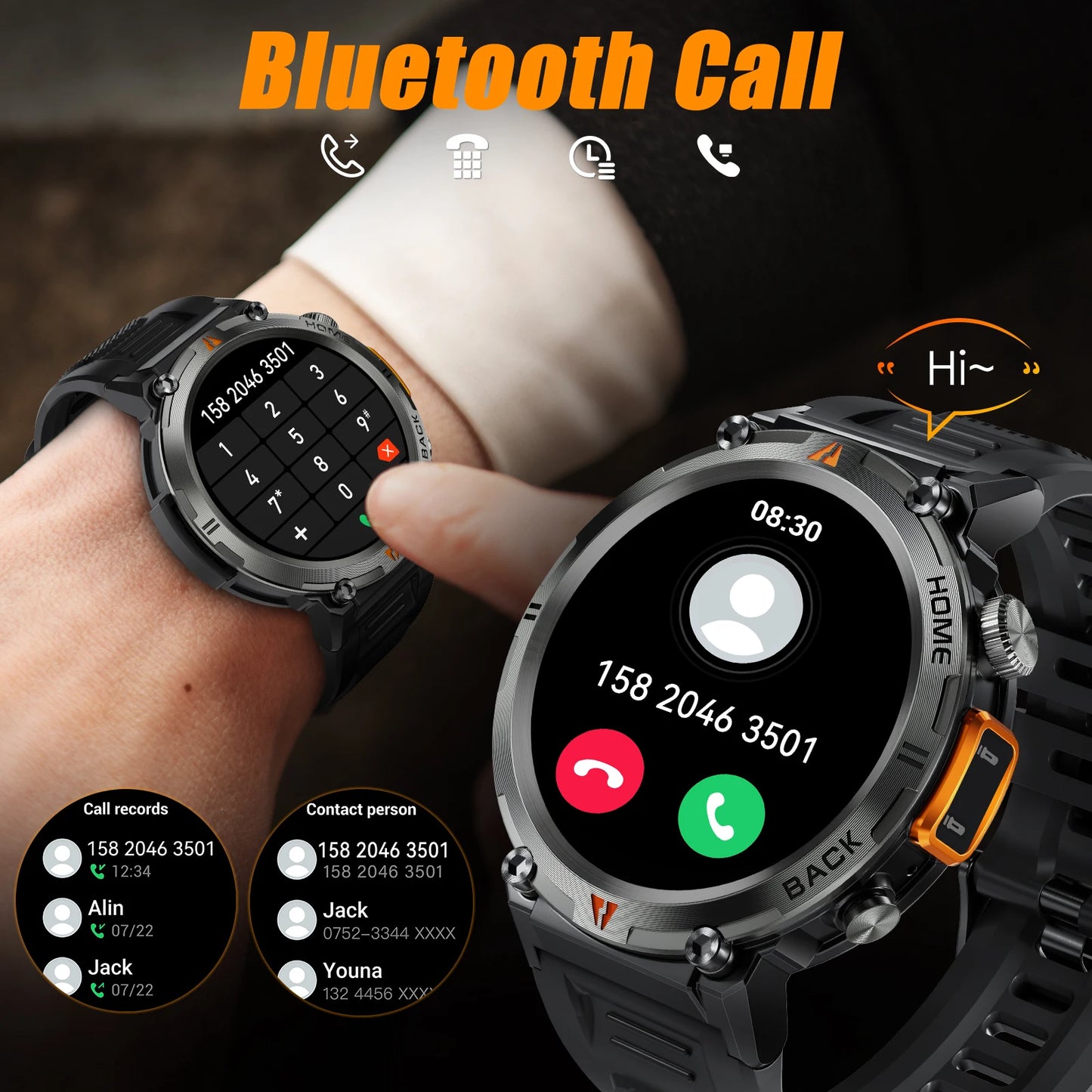 EIGIIS KE3 Bluetooth Full Touch Screen Smart Watch for Men