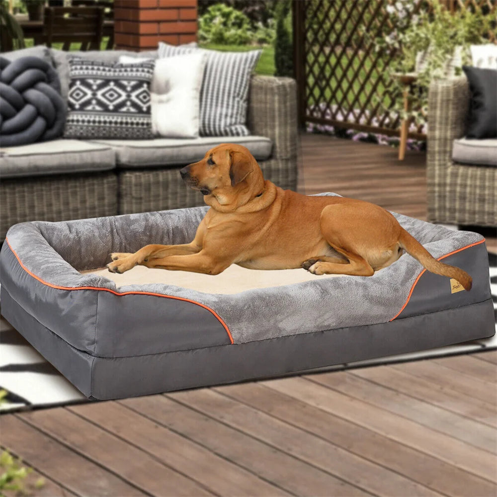 Orthopedic Memory Foam Dog Bed Borwartc For Large Dogs Elevated Waterproof Couch With Removable Cover