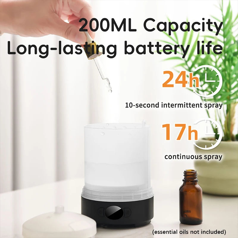 Aroma Diffuser CREAROMA 200ml With Flame Effect RGB Lighting and Customizable Timed Shutdown for Cozy Home Ambiance