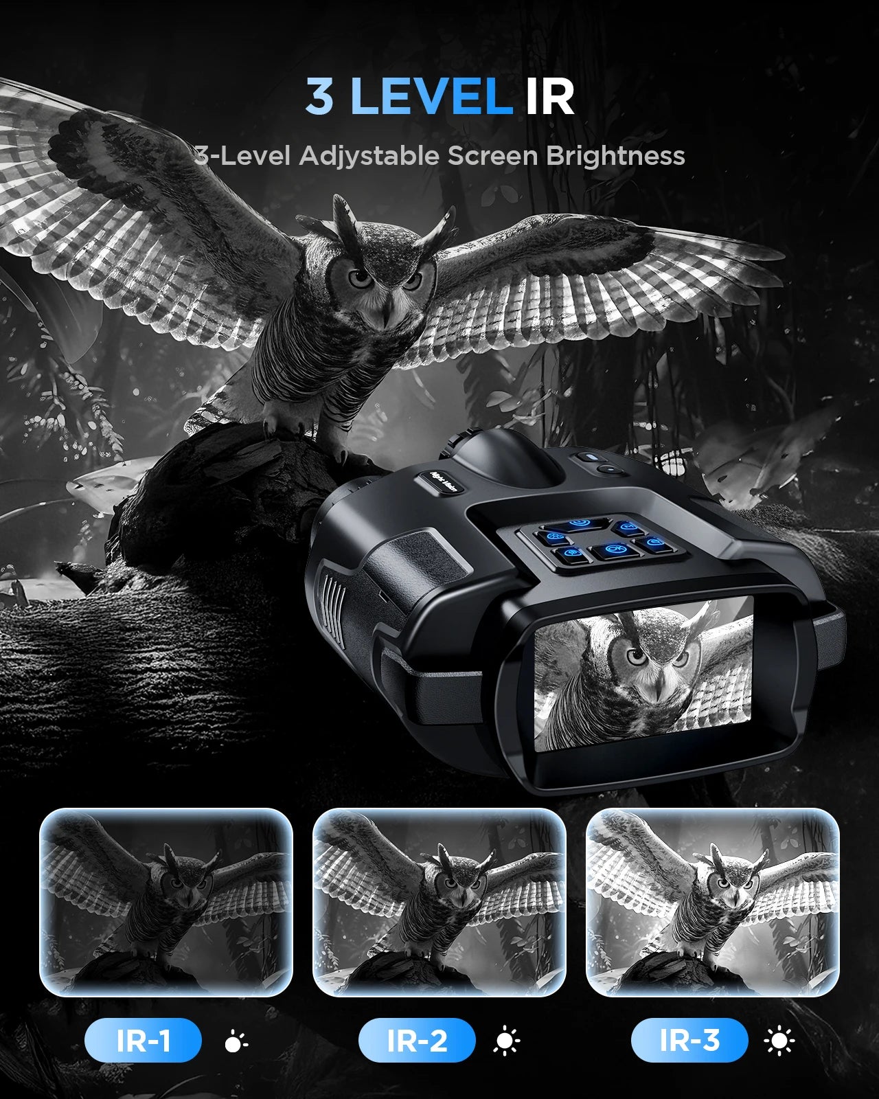 Letcmoi 4K Night Vision Binoculars 8X Digital Zoom Infrared Light