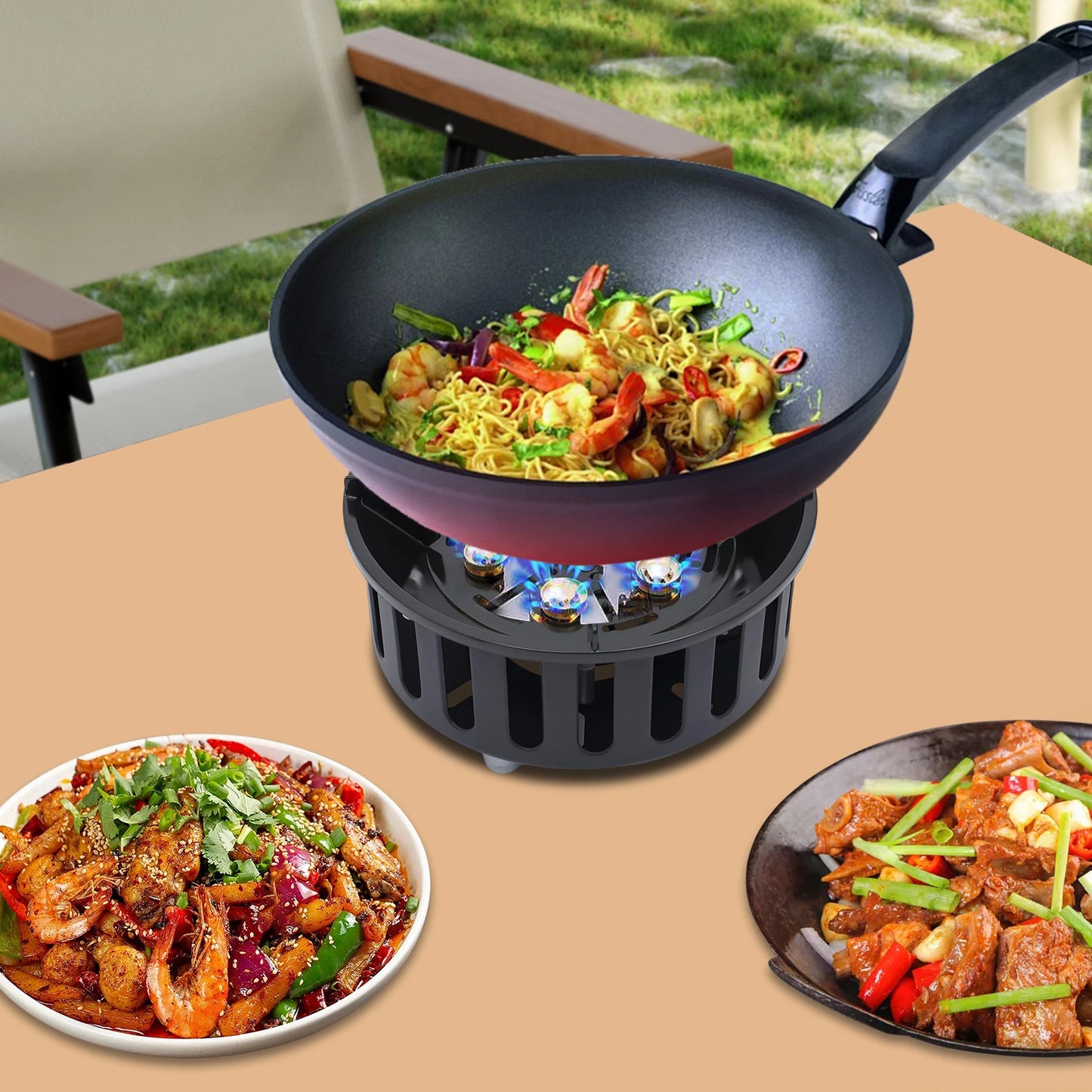 Camping Stove Outdoor Burner Portable Stove with 3 Adapters Gas Stove matching storage bag for frying steaming boiling picnic