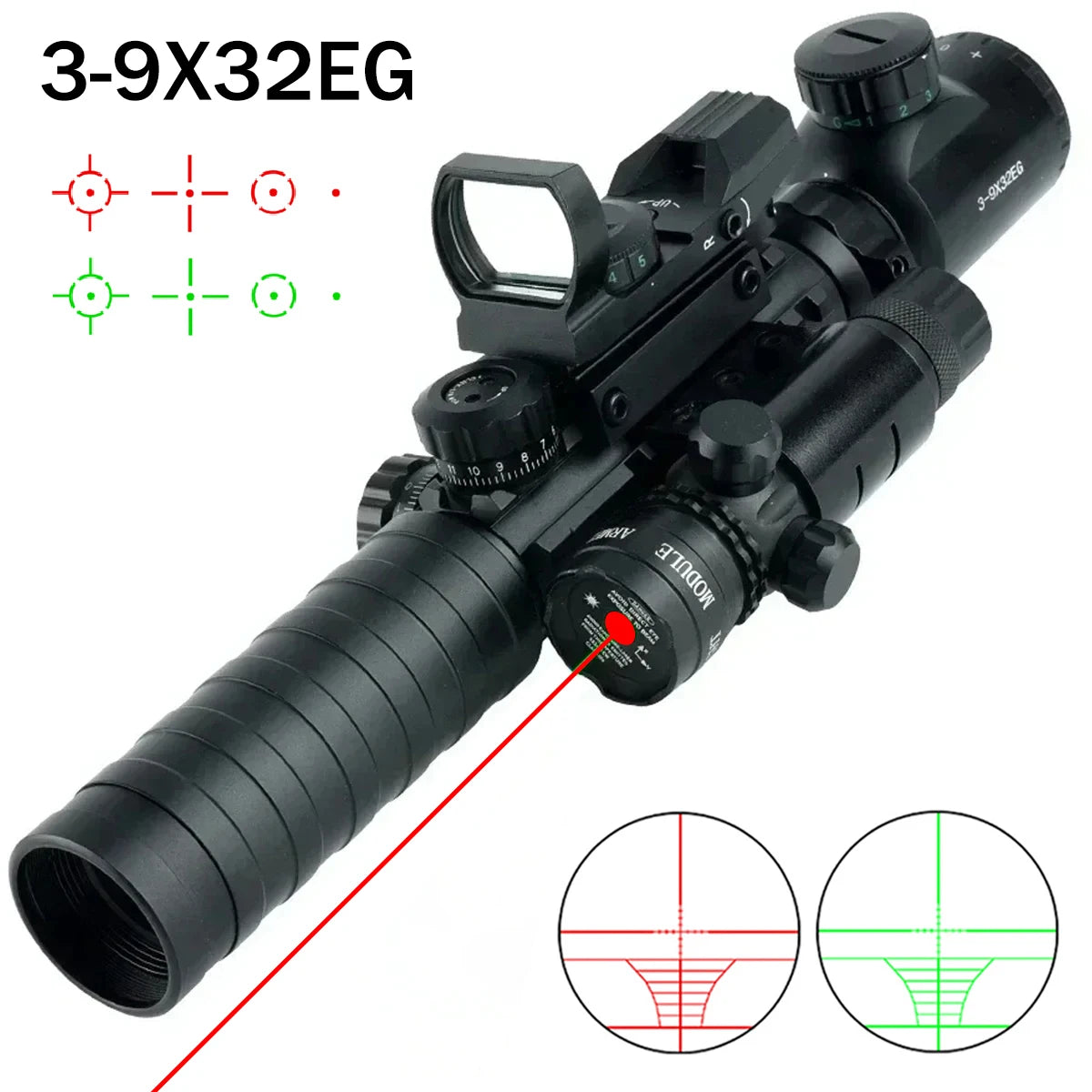 Riflescope Tactical 3 To 9x Red Dot Illuminated Optic