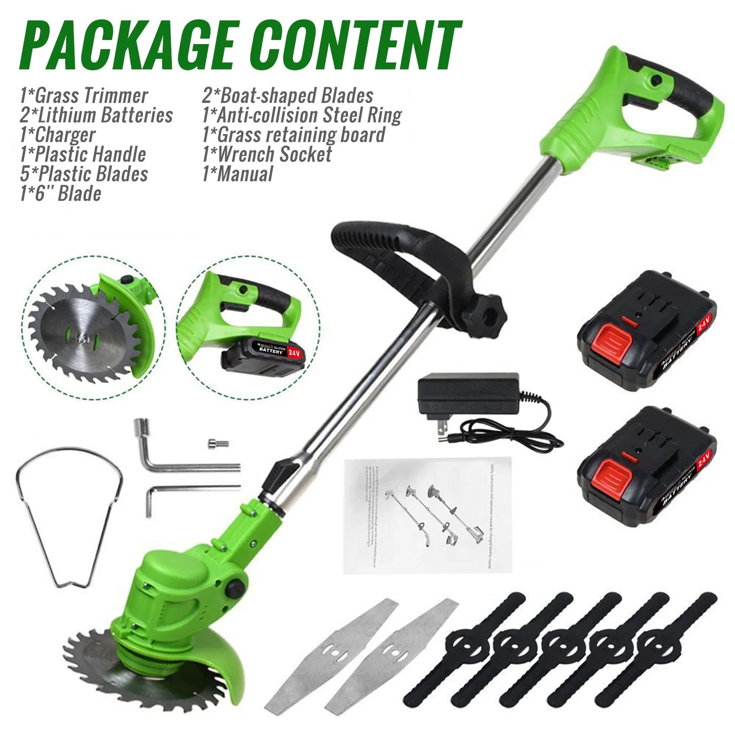 Electric Cordless 2 In 1 Weed Trimmer With Brushless Motor