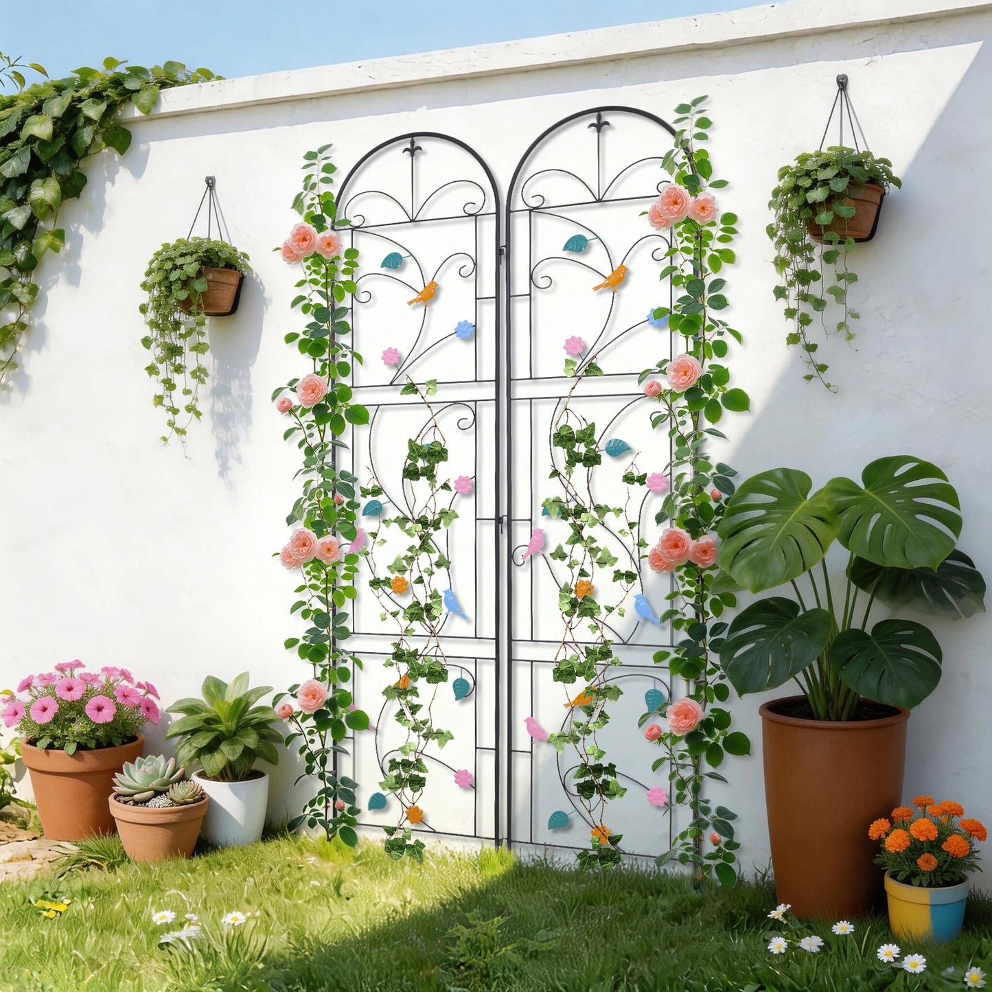 Iron Garden Trellis 2 Pack Outdoor Plant Fence Support