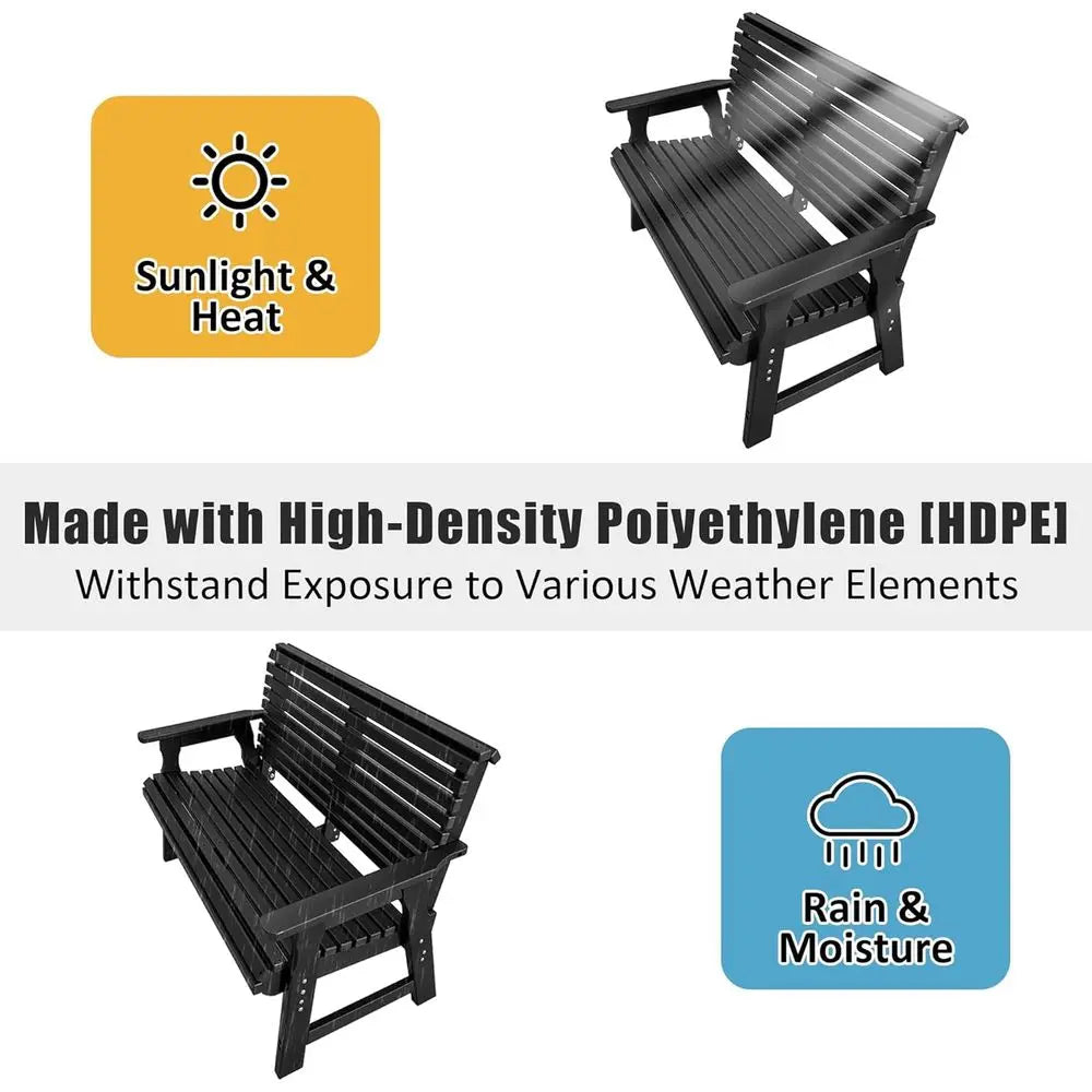 DAFIFY Outdoor Bench HDPE Weather Resistant 700 Lb Capacity 2 Seater