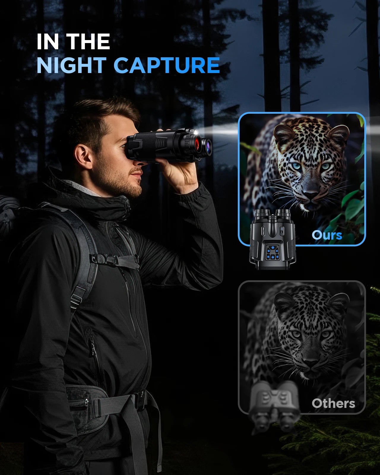 Letcmoi 4K Night Vision Binoculars 8X Digital Zoom Infrared Light