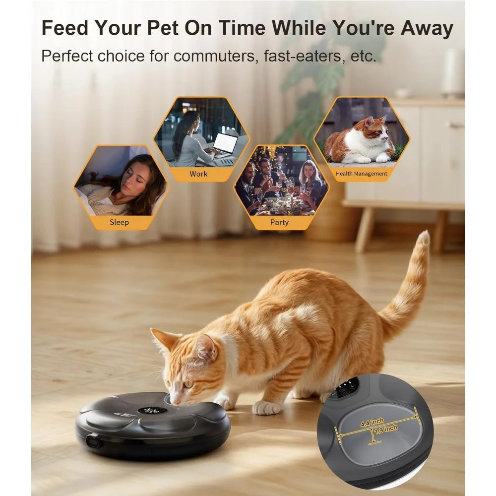 Cordless Rechargeable Automatic Cat Feeder With 4 Ice Packs Keeps Wet Food Fresh For Busy Cat Owners
