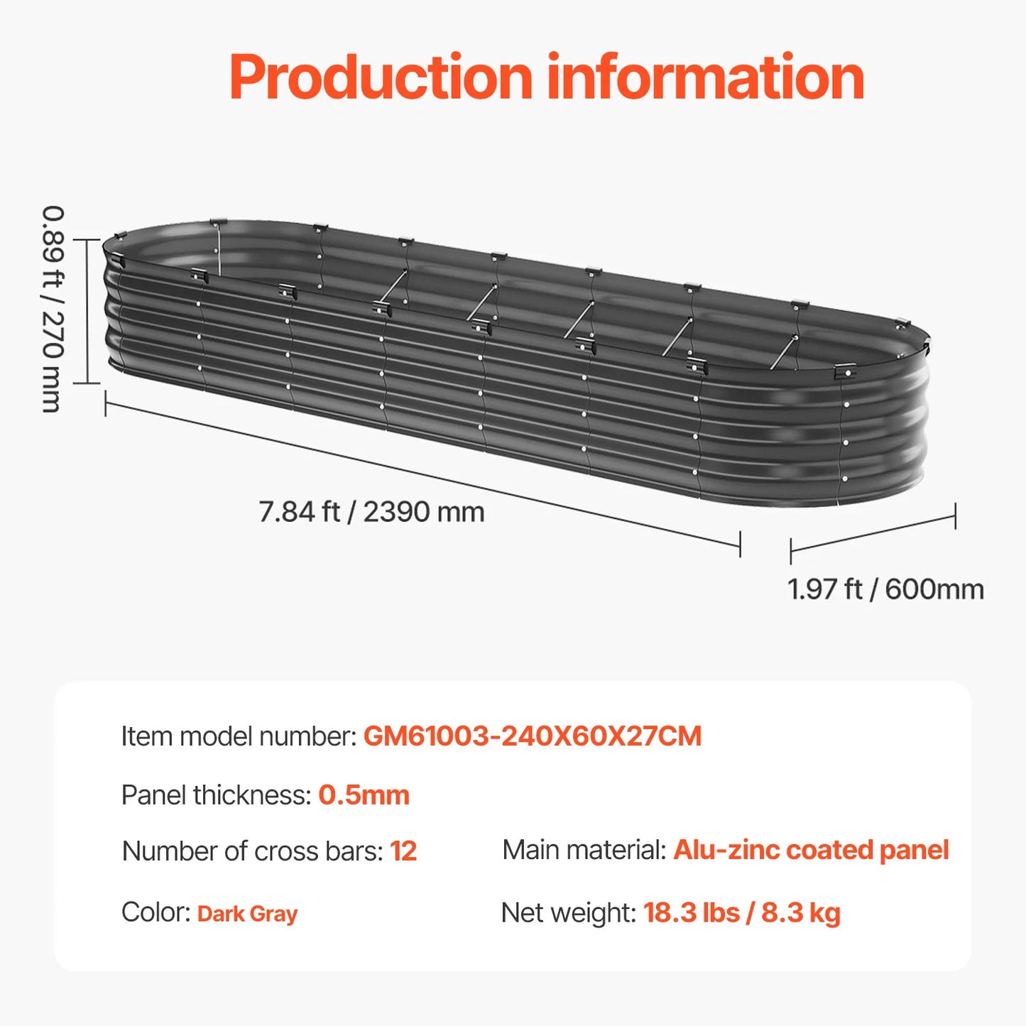Metal Raised Garden Bed Galvanized Planter Box Open Bottom Oval