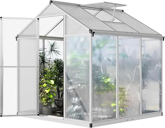 Polycarbonate Walk In Greenhouse Aluminum Frame With Roof Vents