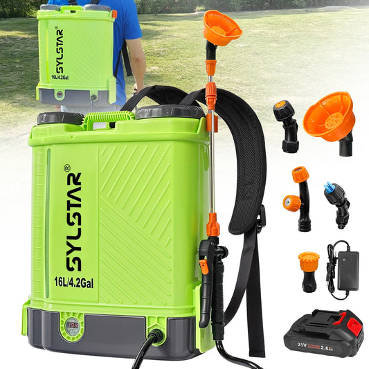 SYLSTAR Battery Powered Backpack Sprayer 100 PSI 5 Nozzles