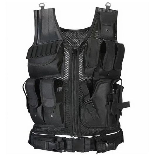 APWIKOGER Nylon Combat Body Armor Vest Multi-Pocket Adjustable Mesh Airsoft