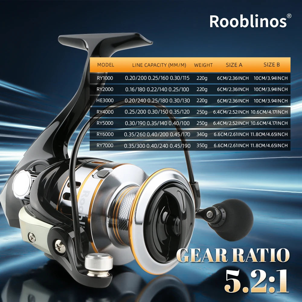 Rooblinos RY Spinning Fishing Reel With Aluminum Spool