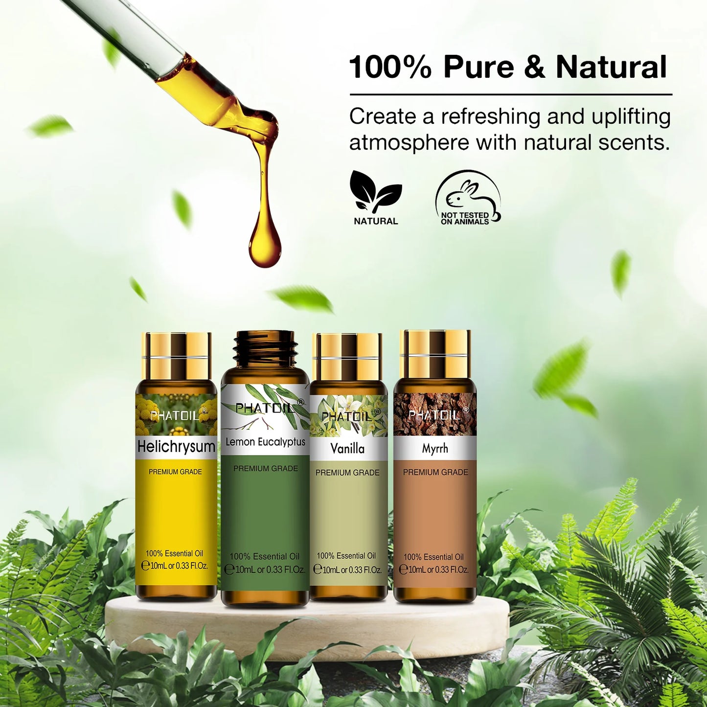 PHATOIL 9pcs Gift Set Pure Essential Oils Kit Vanilla Sandalwood