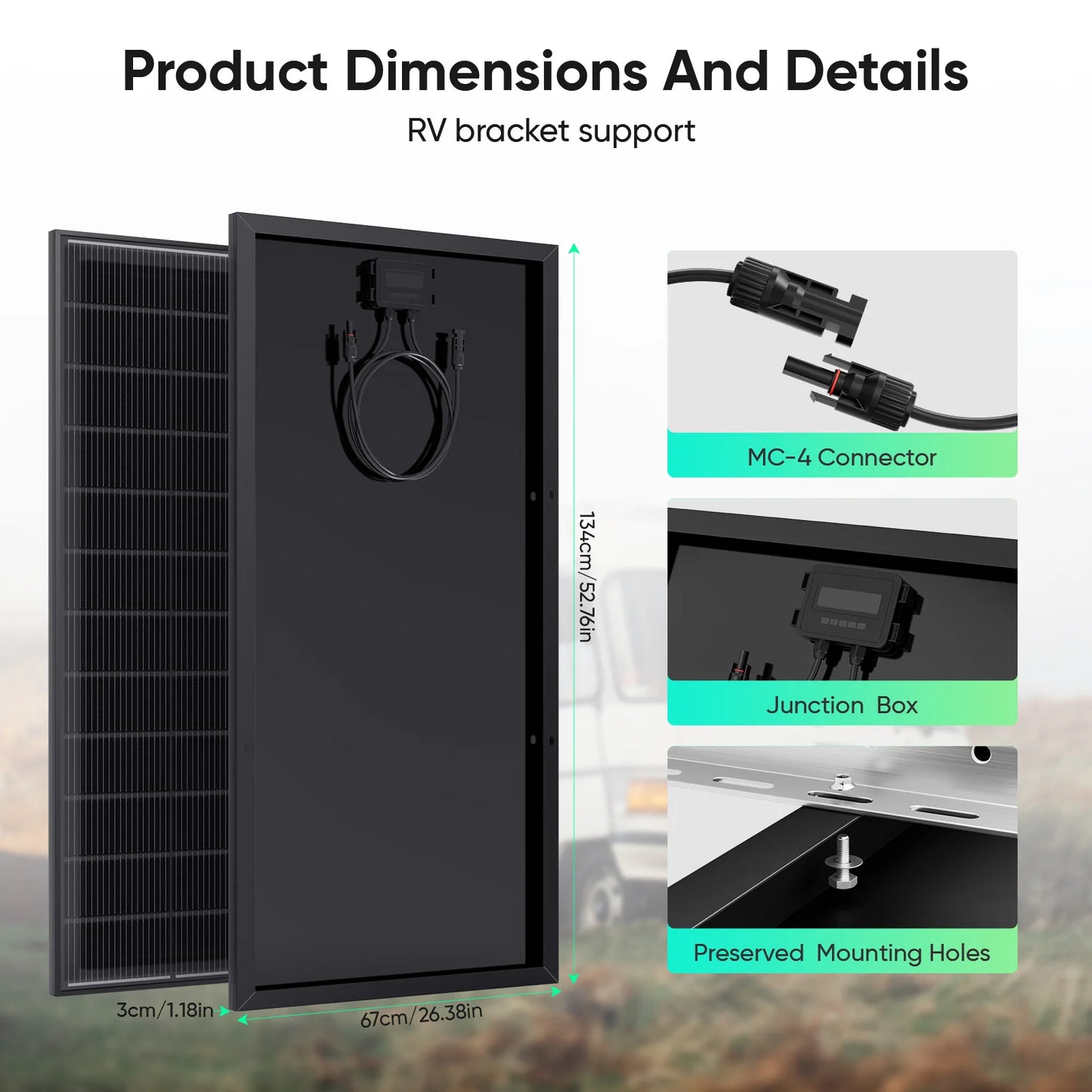 WERCHTAY 12V 200W/400W Monocrystalline Solar Panel Module Off Grid PV Power For Vehicles, RV Camper Camping Boat Shed Farm