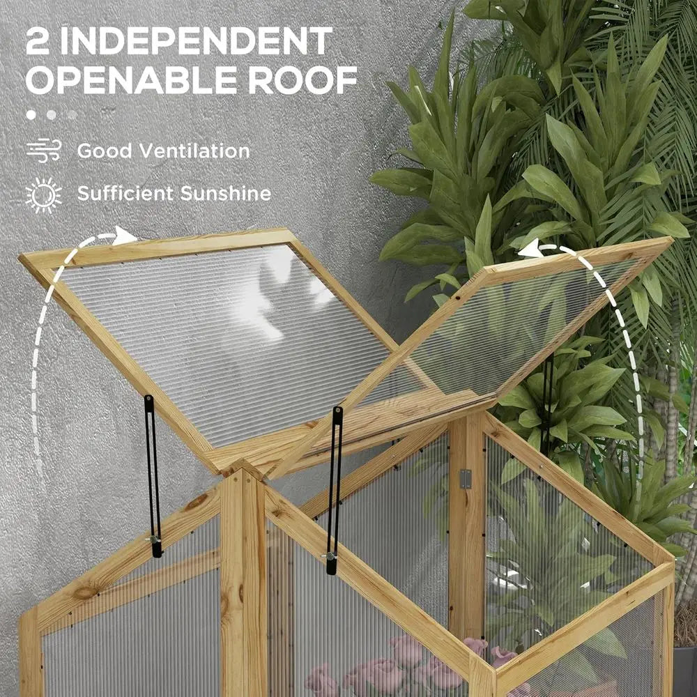 Raised Garden Bed With Polyethylene Greenhouse Wooden Cold Frame