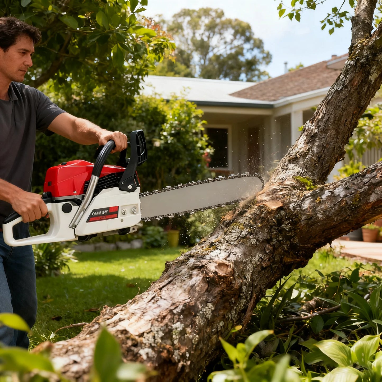 Gas Powered Chainsaw 58cc 2 Stroke Petrol Wood Cutting Pruning