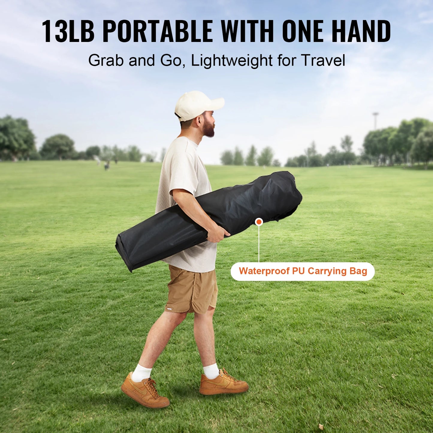 VEVOR Outdoor Camping Folding Chair With Lumbar Support And Side Pockets