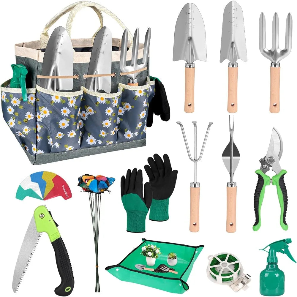 62 Piece Stainless Steel Garden Tool Set For Outdoor Planting