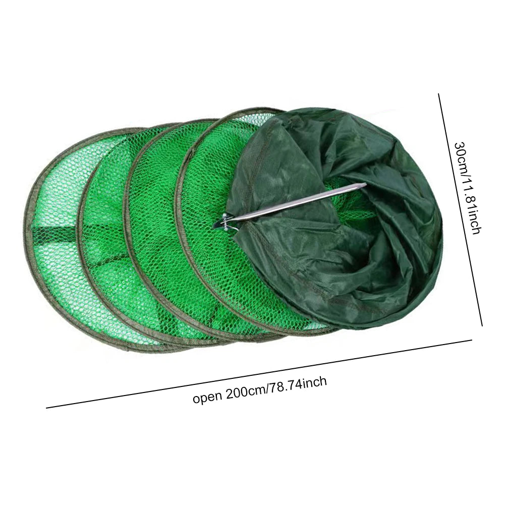 Telescopic Fyke Net Stainless Steel Ring Folding Fishing Net Fishing Trap Net Outdoor Fishing Gear