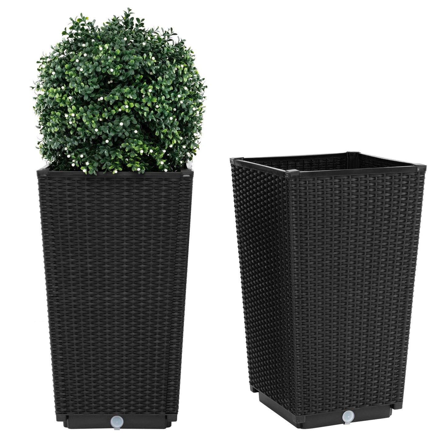 Lifezeal 23 Inch Tall Planters Set Of 2 Rattan Wicker Self Watering Pots For Home Office Garden