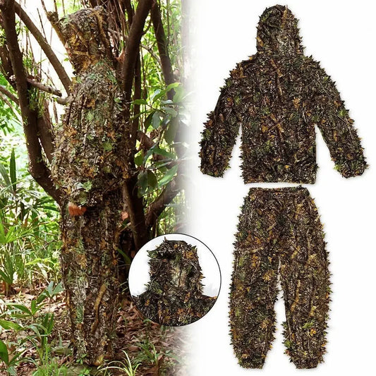 NONECN 3D Ghillie Suit Tactical Camouflage Leaves Jungle