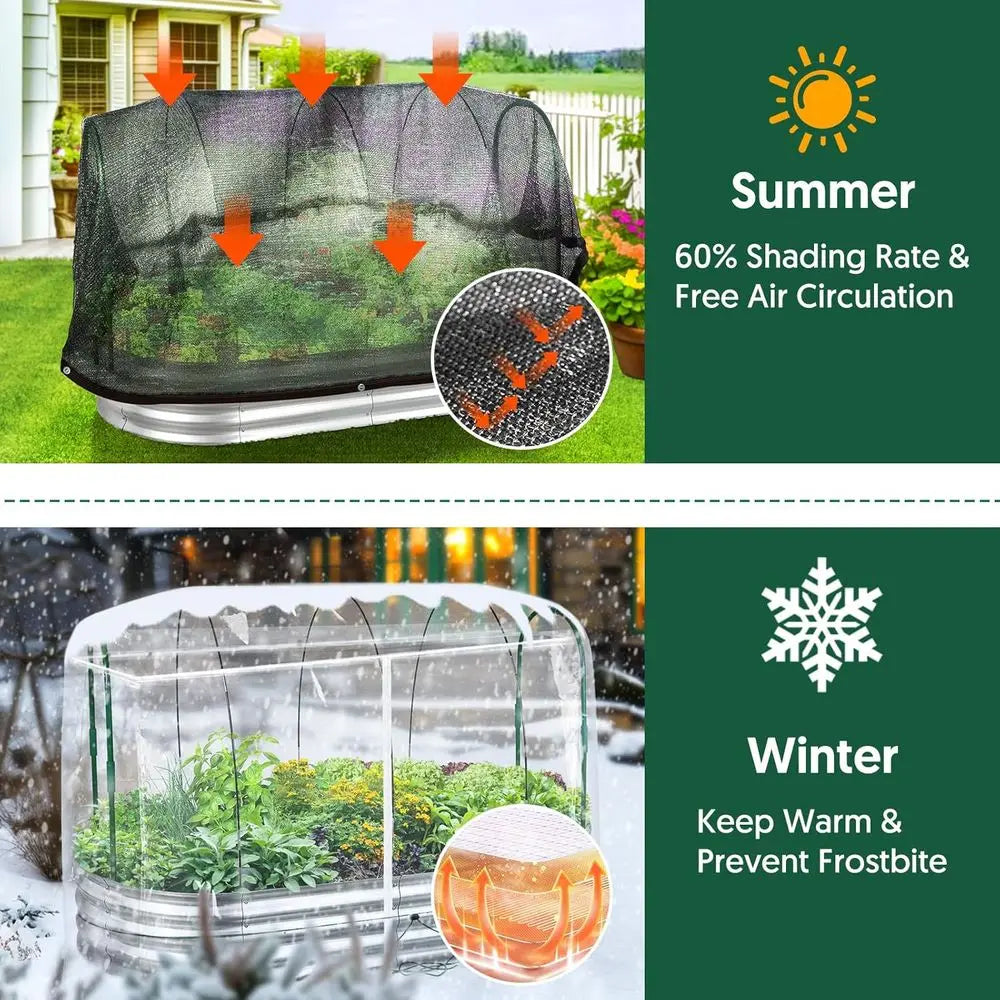 Garden Bed With Greenhouse Frame And Three Covers For Outdoor Gardening Enthusiasts 6x3x1 Ft