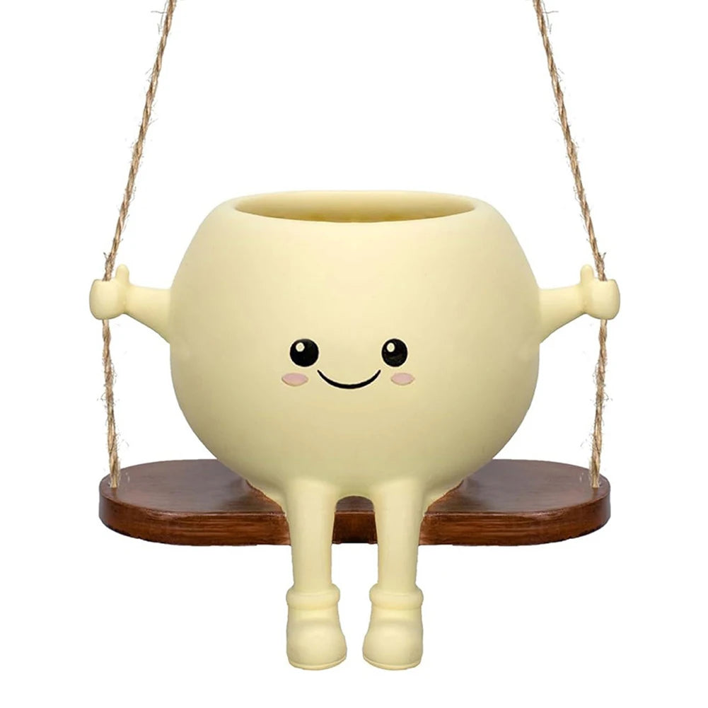 APWIKOGER Creative Rocking Chair Swing Face Succulent Planter Pot For Indoor Outdoor Gardeners