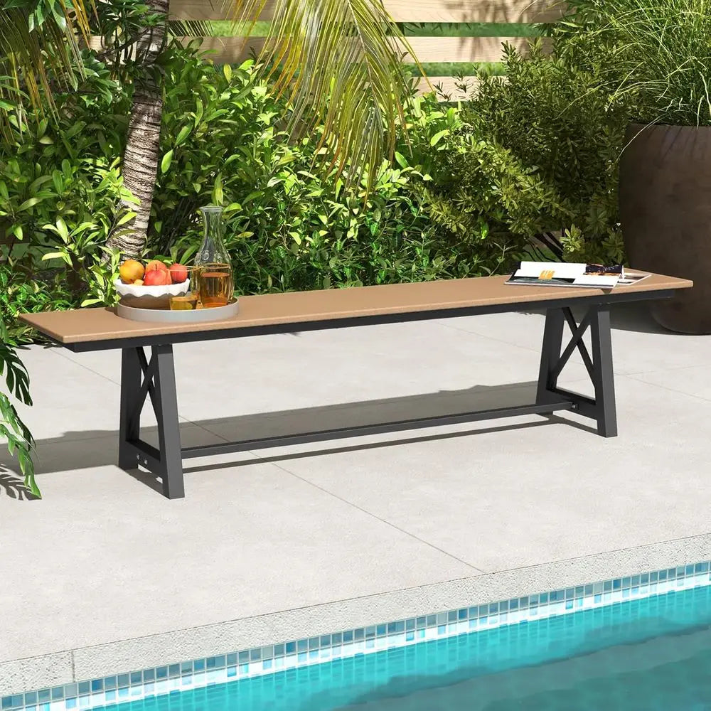 DAFIFY HDPE Outdoor Bench For Patio Garden Seats 3-4 People