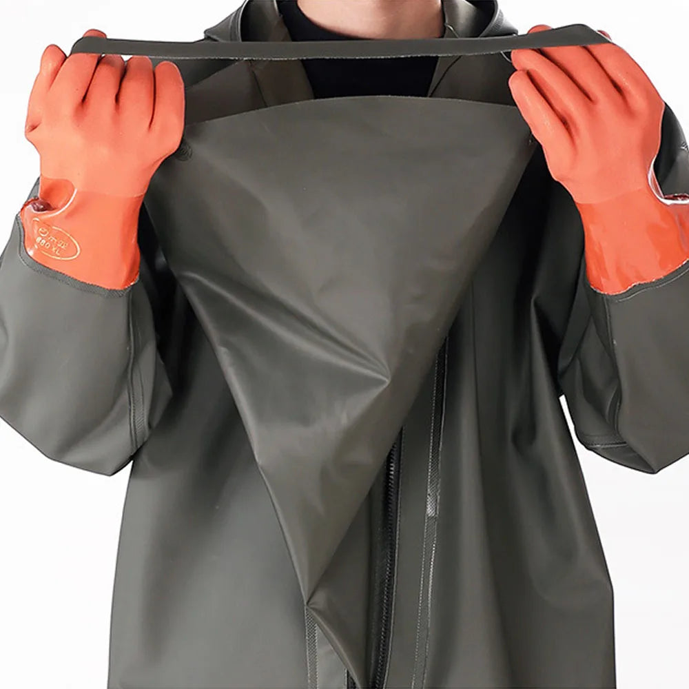 Men Hooded Waterproof Wader Overalls Set With Boots And Gloves For Fishing Hunting Outdoors