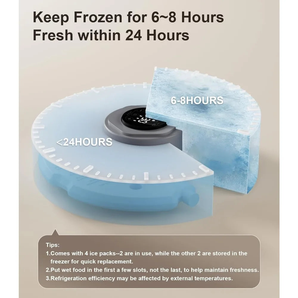 Cordless Rechargeable Automatic Cat Feeder With 4 Ice Packs Keeps Wet Food Fresh For Busy Cat Owners