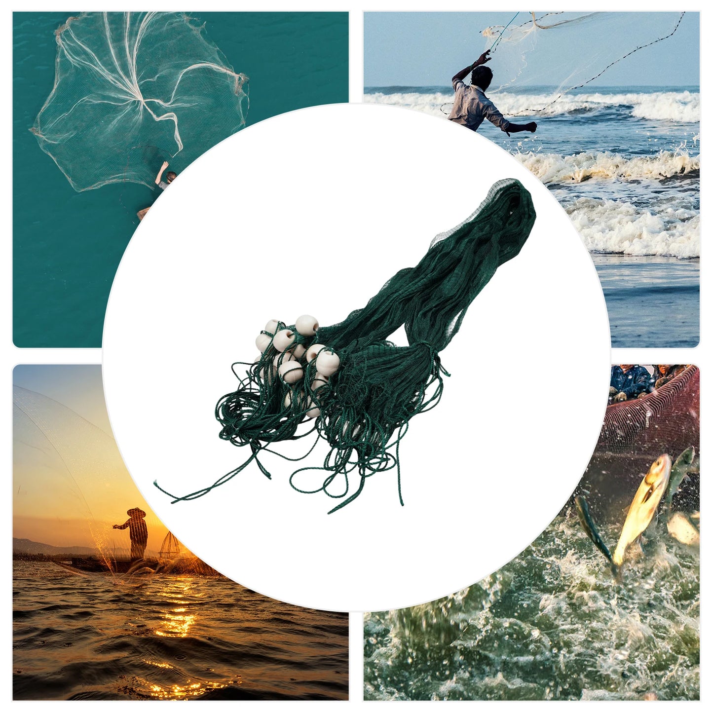 3*20m/10*65ft Fishing Net with Weight & Float Fishing Drag Net 0.59in Fishing Mesh Bag Hand Throw Net for Seining Minnows Shiner