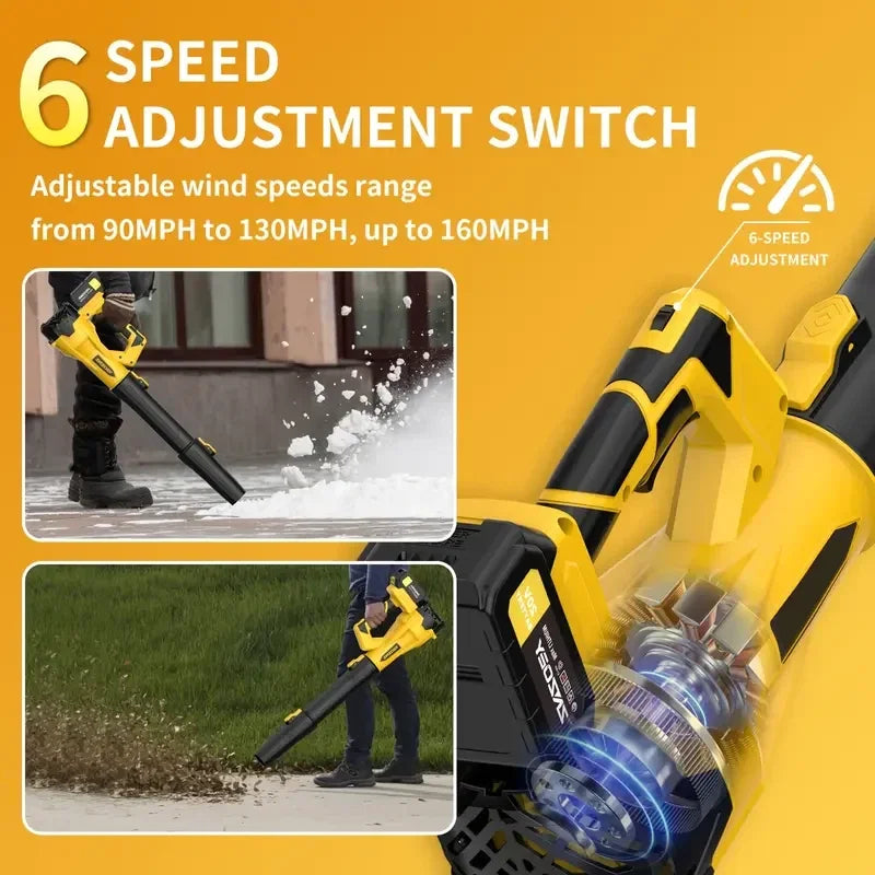 Cordless Electric Leaf Blower Cleaner Snowblower Adjustable 6 Speed Levels With 2 Batteries For Garden Lawn Care 580CFM/160MPH