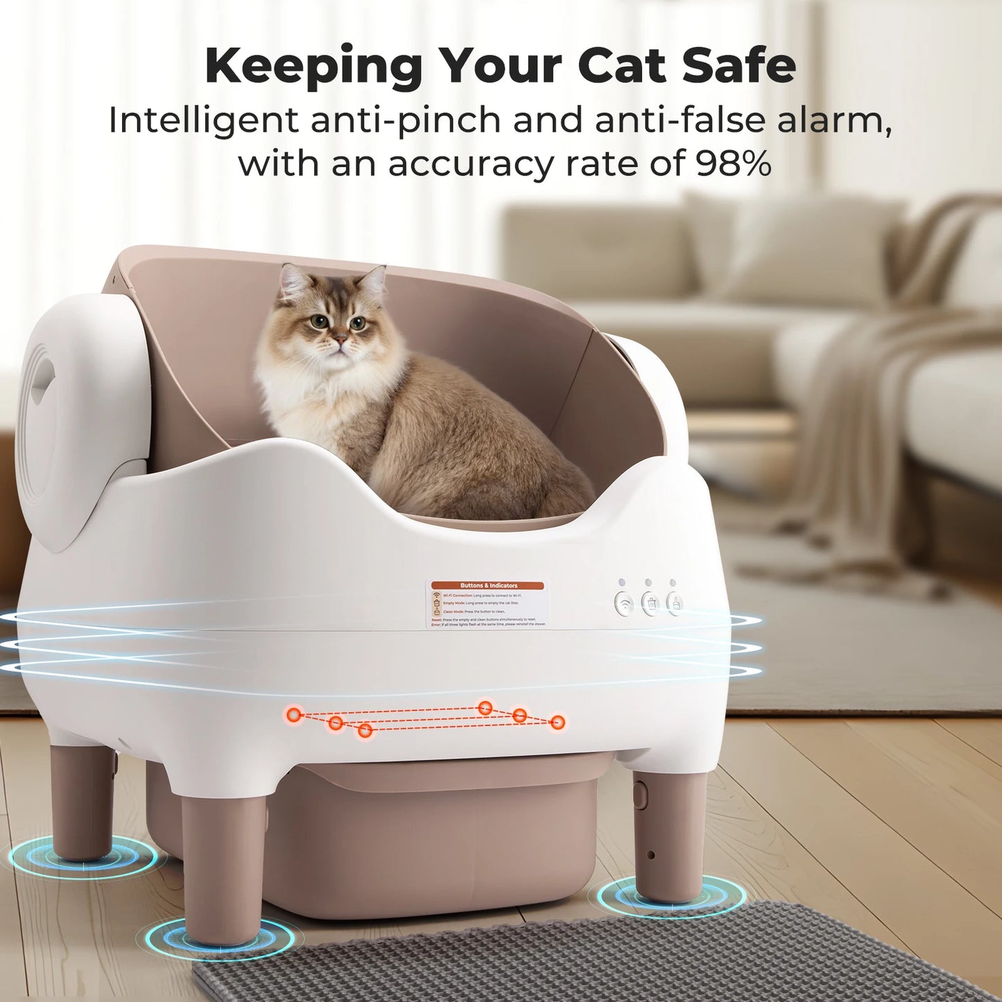 Automatic Cat Litter Box With App Control Lunapurr Self Cleaning Open Top For Multi Cat Homes Odor Free Large Waste Bin