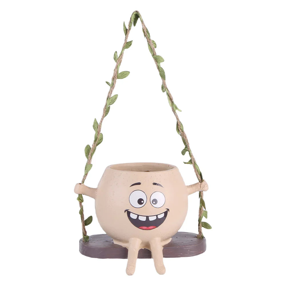 APWIKOGER Creative Rocking Chair Swing Face Succulent Planter Pot For Indoor Outdoor Gardeners