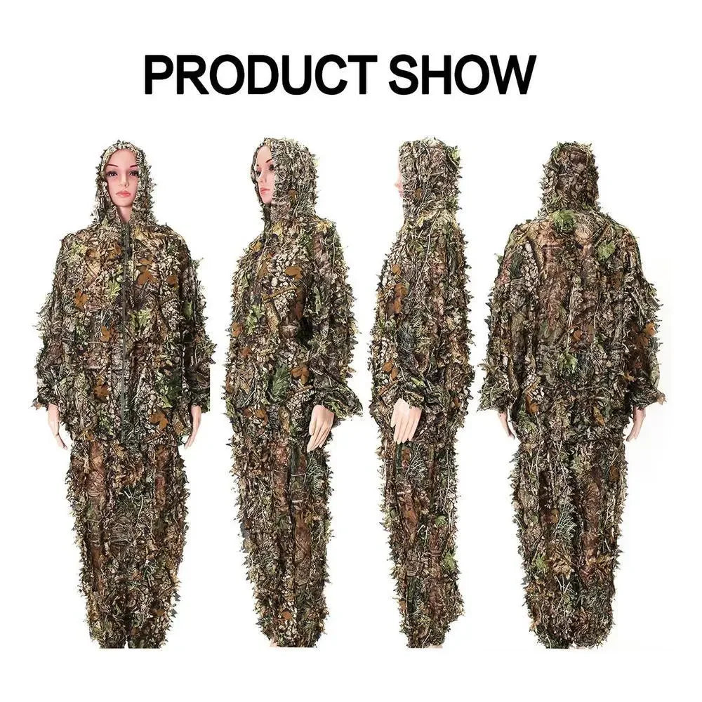 NONECN 3D Ghillie Suit Tactical Camouflage Leaves Jungle