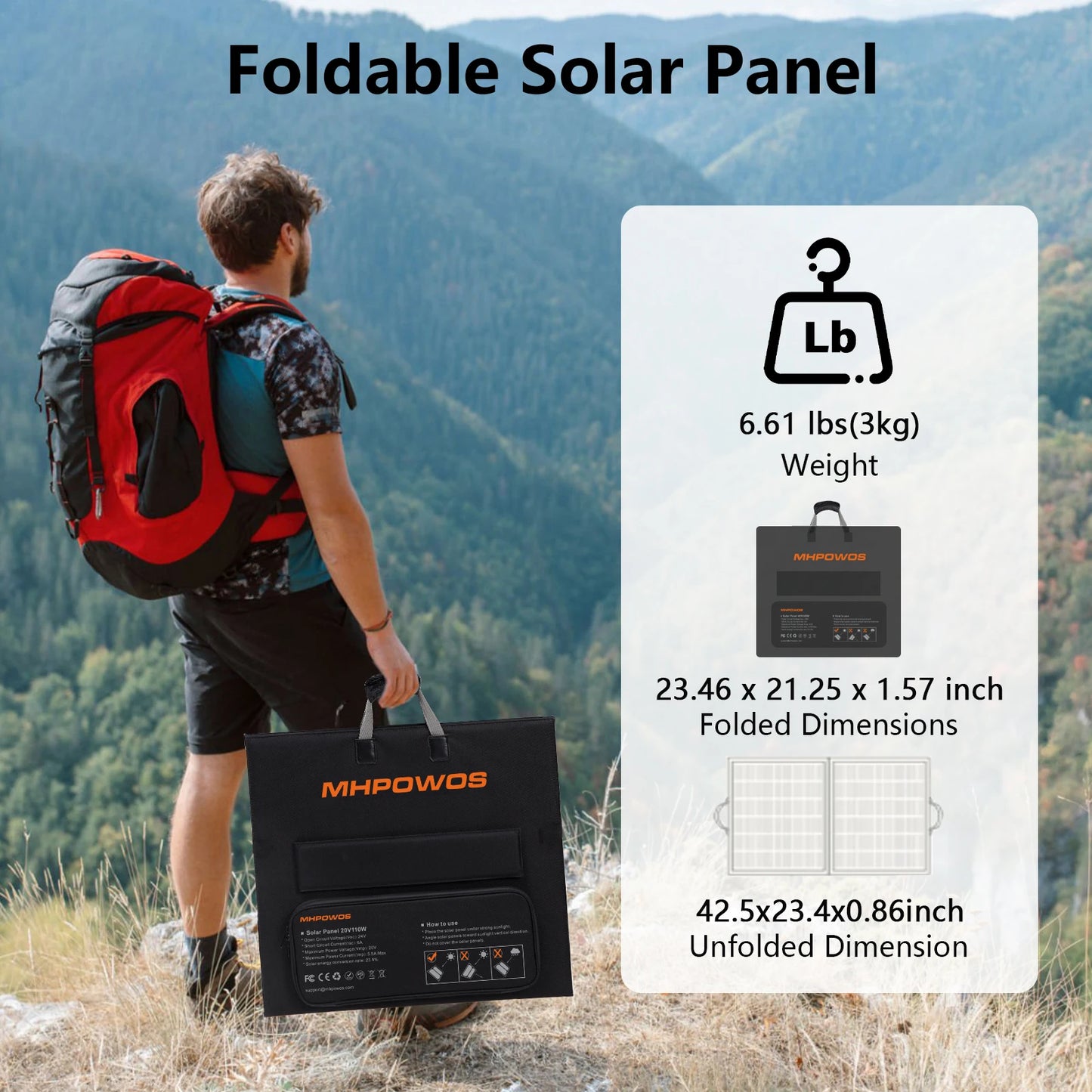 MHPOWOS 110W Foldable Solar Panel Portable Charger for Solar Generator