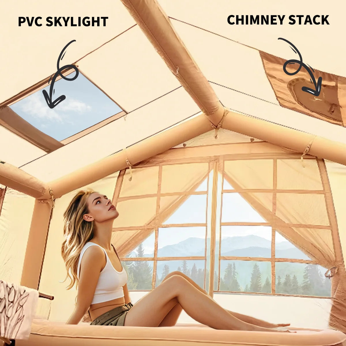 Inflatable Camping Tent 4 Season With Rainfly And Stove Jack