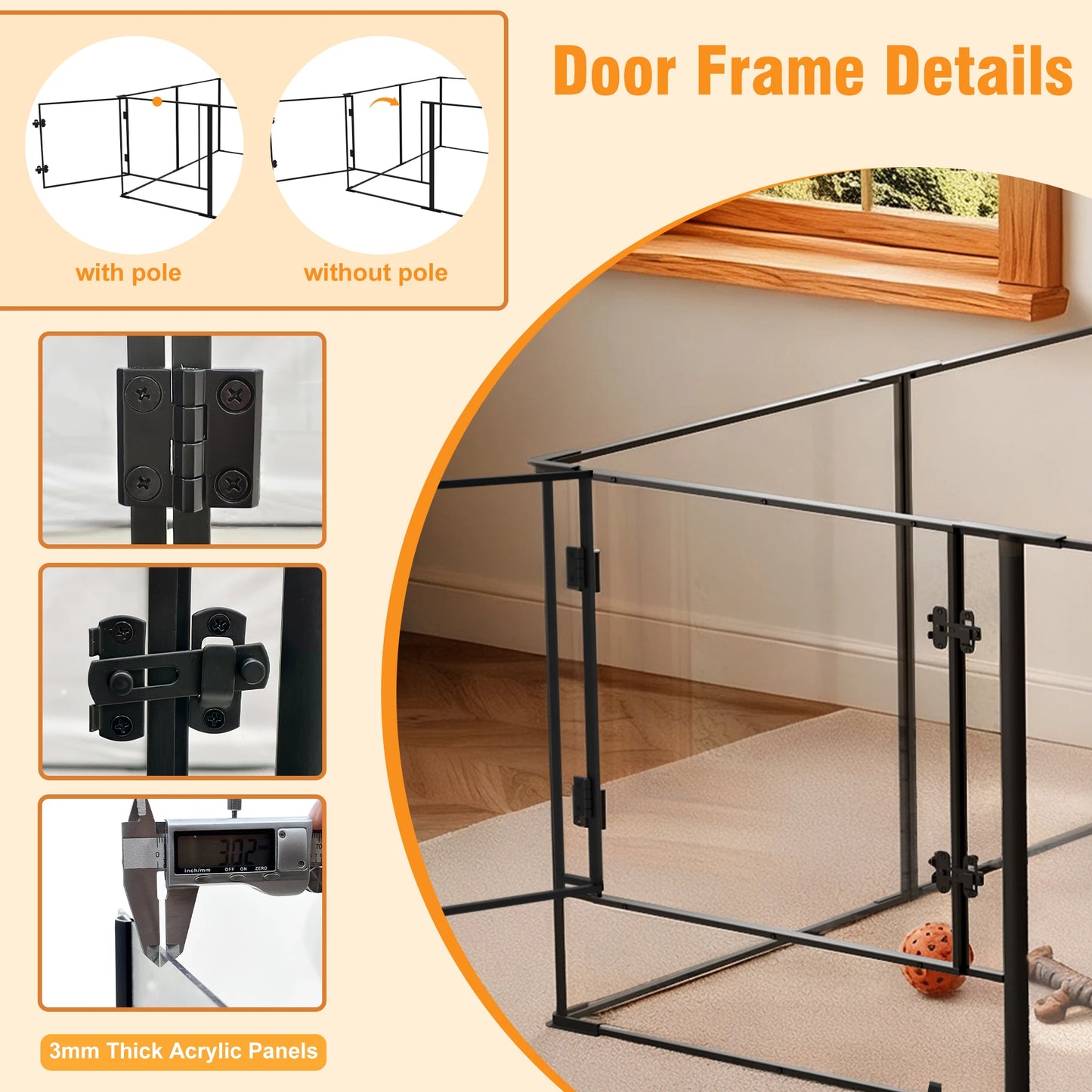 Bingopaw Clear Dog Playpen Heavy Duty Aluminum Frame