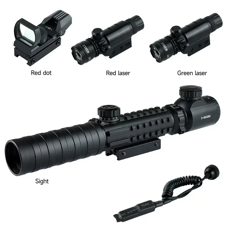 Riflescope Tactical 3 To 9x Red Dot Illuminated Optic