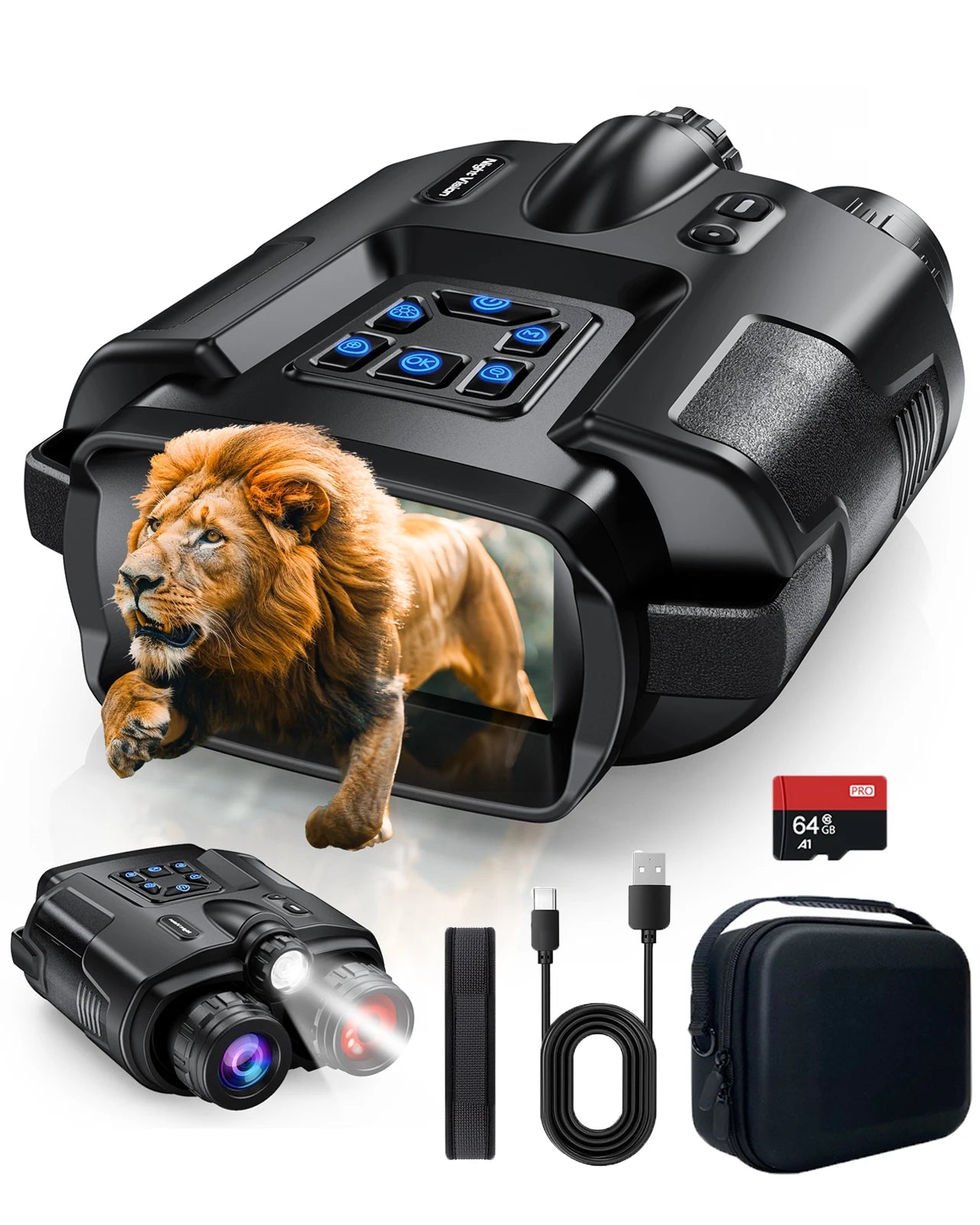 Letcmoi 4K Night Vision Binoculars 8X Digital Zoom Infrared Light