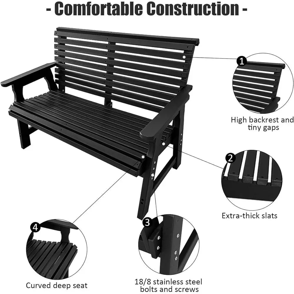 DAFIFY Outdoor Bench HDPE Weather Resistant 700 Lb Capacity 2 Seater