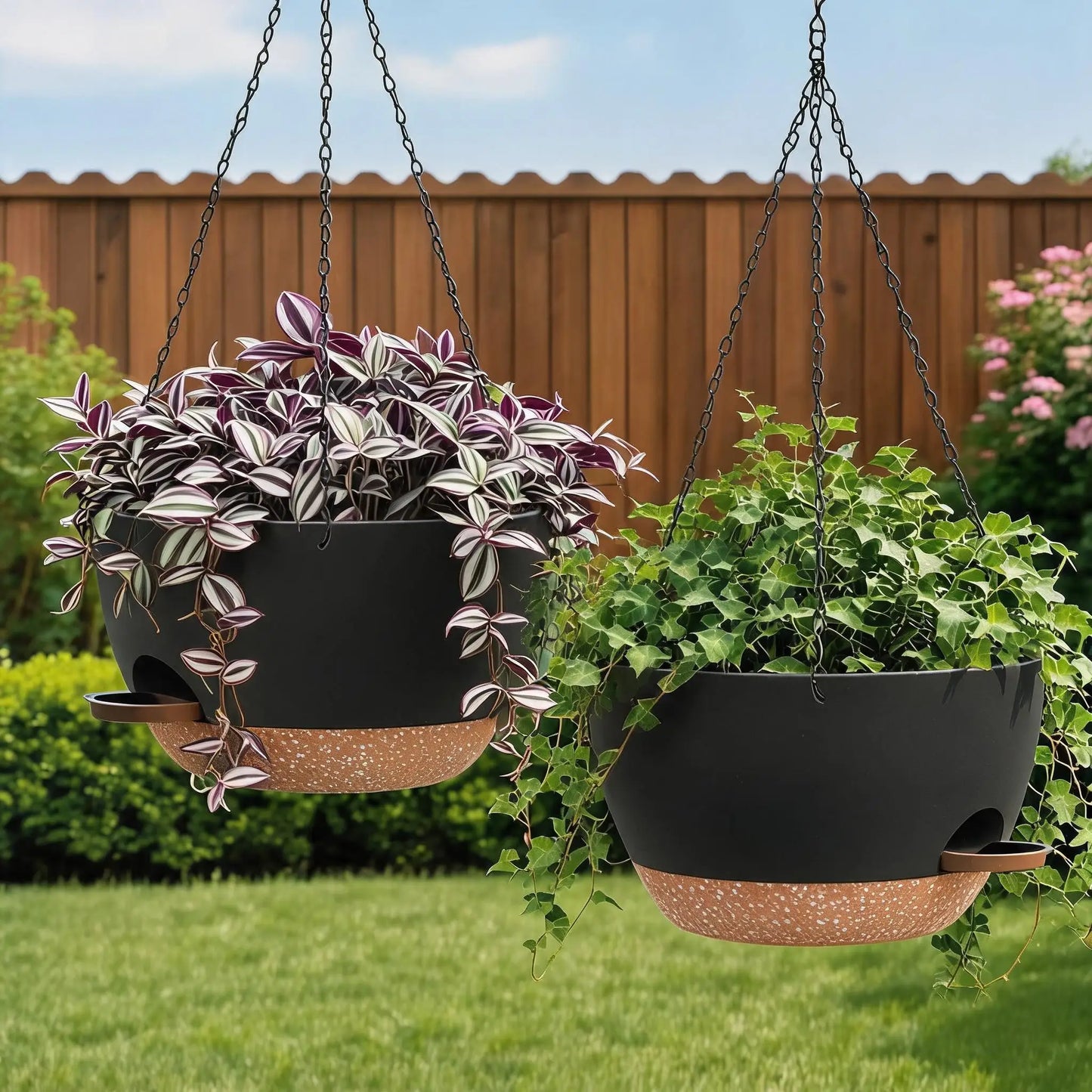 HiMISS Self Watering Hanging Planters 2 Pack For Trailing Plants