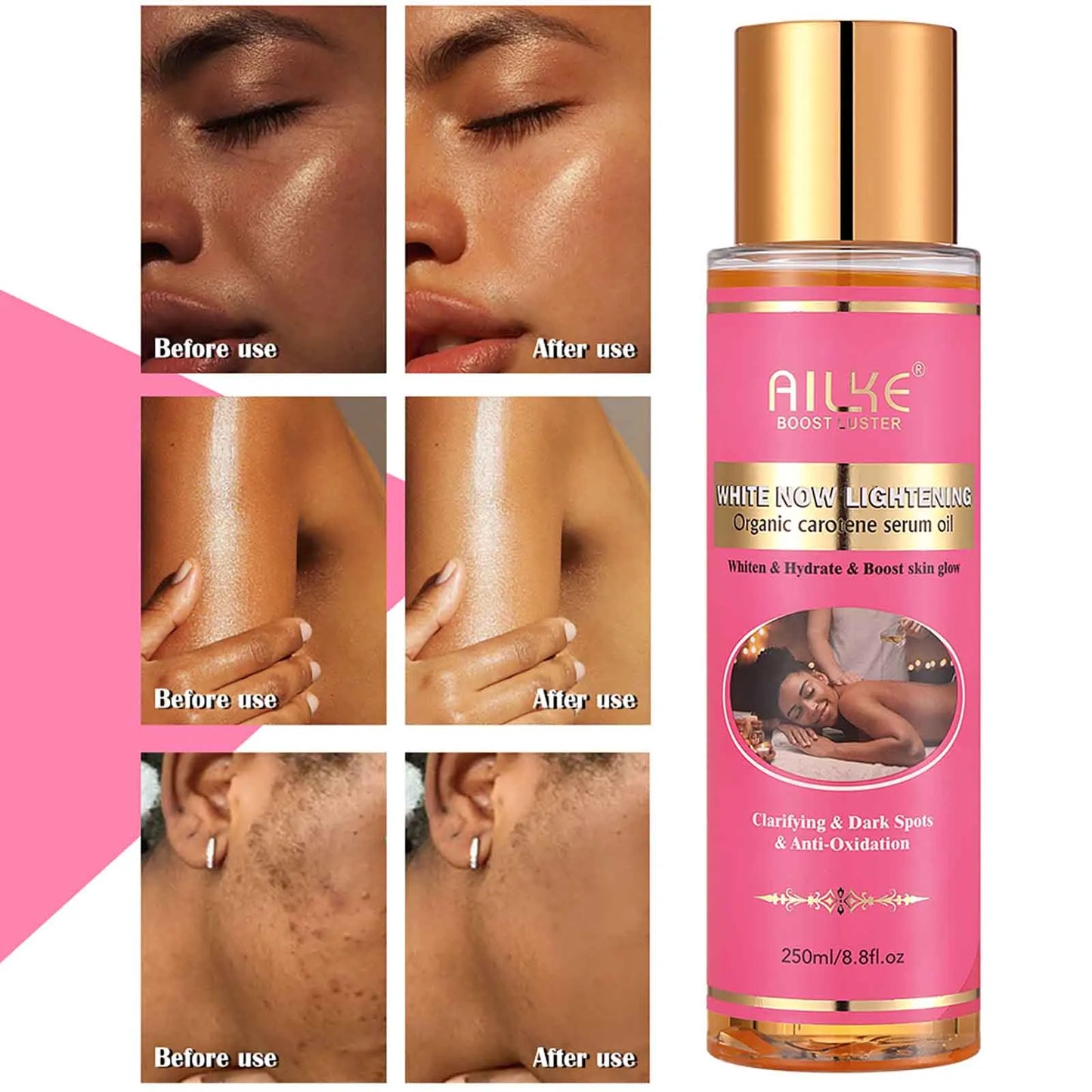 AILKE Organic Carotene Serum Body Oil Brightening And Moisturizing For Women With Vitamin E Rose Oil 250ml