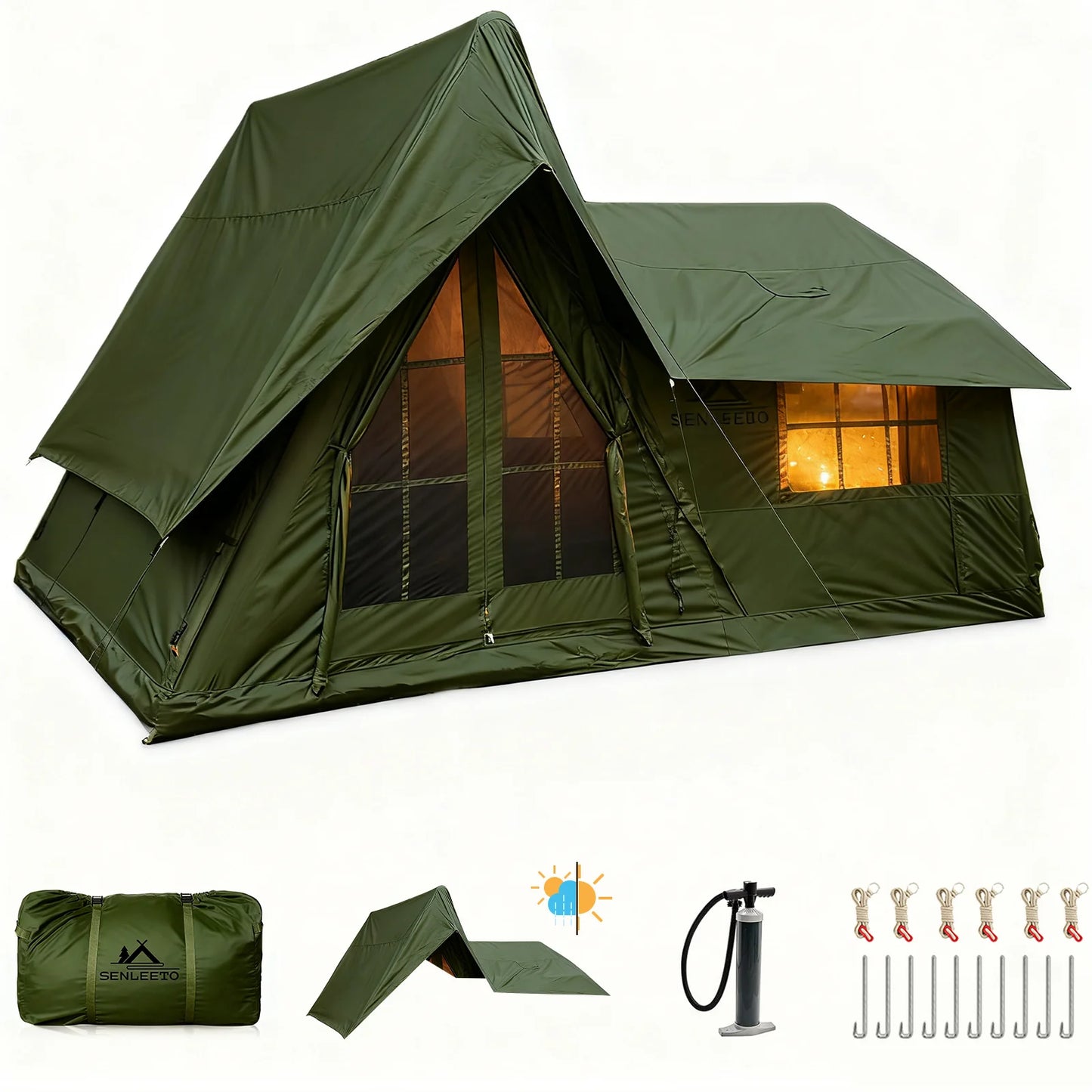 Inflatable Camping Tent 4 Season With Rainfly And Stove Jack