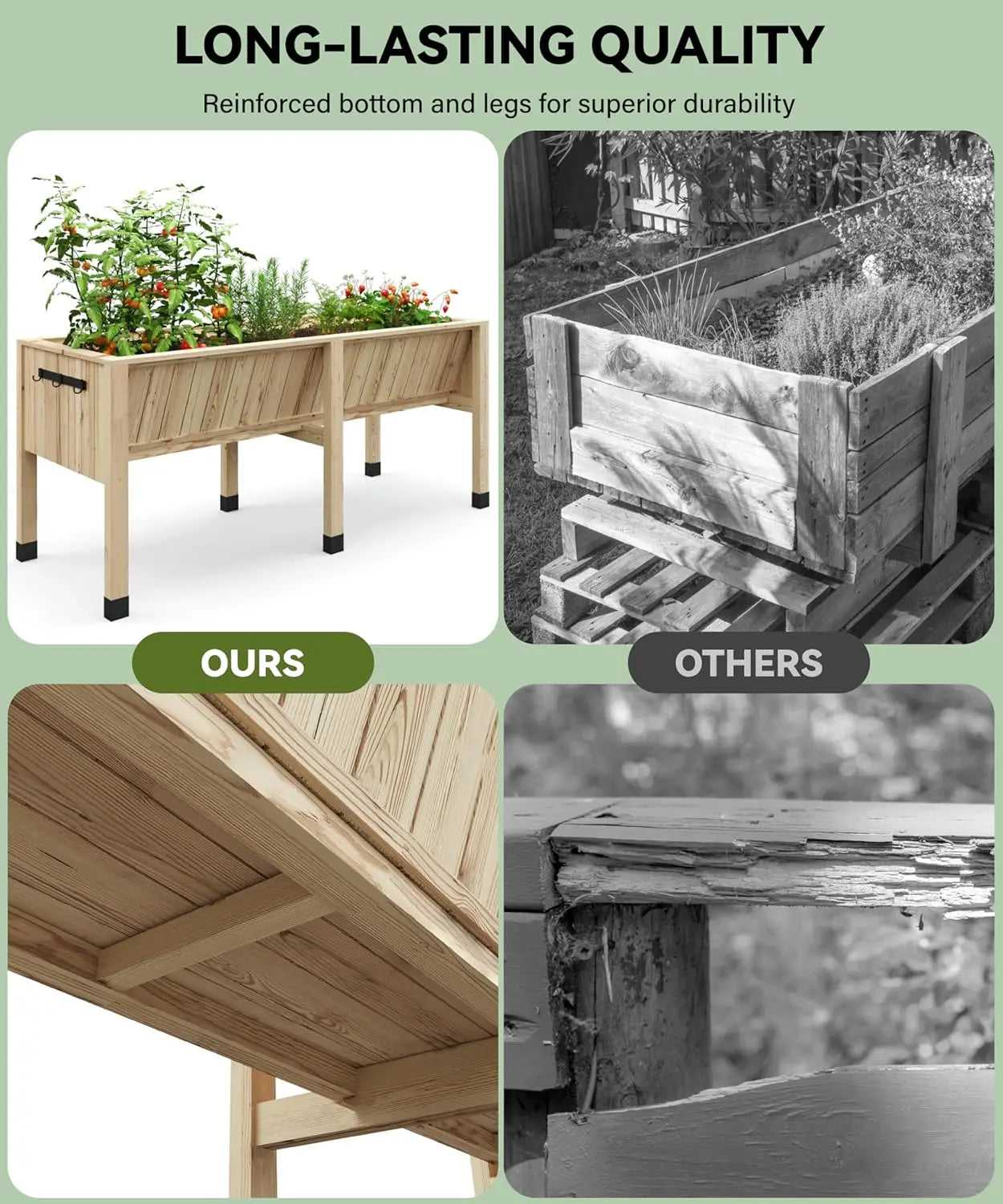 Raised Garden Bed Cedar Wood Planter Box for Vegetables